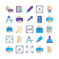 Printing icon set vector flat for website mobile app presentation social media Suitable for user interface and user experience