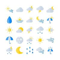 Weather icon set vector flat for website mobile app presentation social media Suitable for user interface and user experience