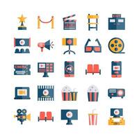 Cinema icon set vector flat for website mobile app presentation social media Suitable for user interface and user experience