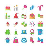 conjunto de iconos de navidad vector plano para presentación de aplicaciones móviles de sitios web redes sociales adecuadas para interfaz de usuario y experiencia de usuario