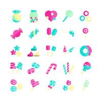 Candy icon set vector flat for website mobile app presentation social media Suitable for user interface and user experience