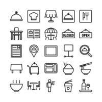 Restaurant icon set vector line for website mobile app presentation social media Suitable for user interface and user experience