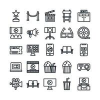 Cinema icon set vector line for website mobile app presentation social media Suitable for user interface and user experience