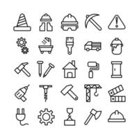 Construction icon set vector line for website mobile app presentation social media Suitable for user interface and user experience