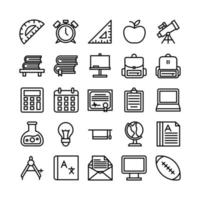 School icon set vector line for website mobile app presentation social media Suitable for user interface and user experience