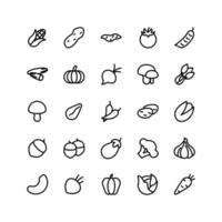 Vegetable icon set vector line for website mobile app presentation social media Suitable for user interface and user experience