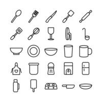 Kitchen icon set vector line for website mobile app presentation social media Suitable for user interface and user experience