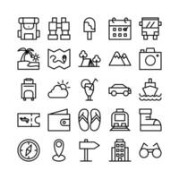 Travel icon set vector line for website mobile app presentation social media Suitable for user interface and user experience