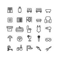 Hotel icon set vector line for website mobile app presentation social media Suitable for user interface and user experience