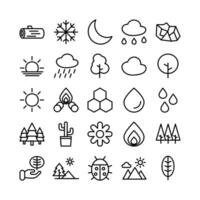 Nature icon set vector line for website mobile app presentation social media Suitable for user interface and user experience
