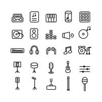 Music icon set vector line for website mobile app presentation social media Suitable for user interface and user experience