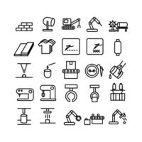 Manufacture icon set vector line for website mobile app presentation social media Suitable for user interface and user experience