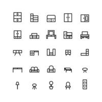 Furniture icon set vector line for website mobile app presentation social media Suitable for user interface and user experience