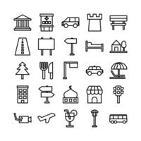 City icon set vector line for website mobile app presentation social media Suitable for user interface and user experience