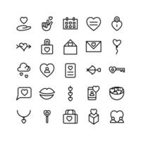 Love icon set vector line for website mobile app presentation social media Suitable for user interface and user experience