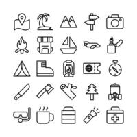 Adventure icon set vector line for website mobile app presentation social media Suitable for user interface and user experience