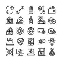 Cryptocurrency icon set vector line for website mobile app presentation social media Suitable for user interface and user experience