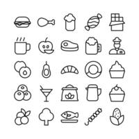 Food icon set vector line for website mobile app presentation social media Suitable for user interface and user experience