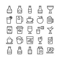 Beverage icon set vector line for website mobile app presentation social media Suitable for user interface and user experience