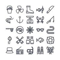 Fishing icon set vector line for website mobile app presentation social media Suitable for user interface and user experience