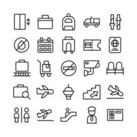 Airport icon set vector line for website mobile app presentation social media Suitable for user interface and user experience