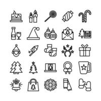 Christmas icon set vector line for website mobile app presentation social media Suitable for user interface and user experience