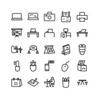 Working Space icon set vector line for website mobile app presentation social media Suitable for user interface and user experience