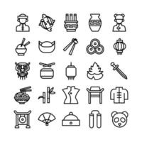 Chinese icon set vector line for website mobile app presentation social media Suitable for user interface and user experience