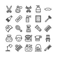 Barber icon set vector line for website mobile app presentation social media Suitable for user interface and user experience