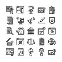 Copyright icon set vector line for website mobile app presentation social media Suitable for user interface and user experience