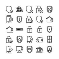Security icon set vector line for website mobile app presentation social media Suitable for user interface and user experience