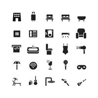 Hotel icon set vector solid for website mobile app presentation social media Suitable for user interface and user experience