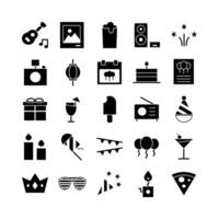 Party icon set vector solid for website mobile app presentation social media Suitable for user interface and user experience