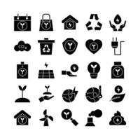 Ecology icon set vector solid for website mobile app presentation social media Suitable for user interface and user experience