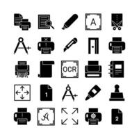 Printing icon set vector solid for website mobile app presentation social media Suitable for user interface and user experience