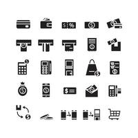 Payment icon set vector solid for website mobile app presentation social media Suitable for user interface and user experience