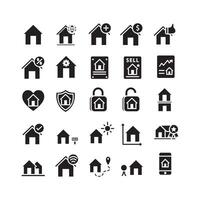 Real Estate icon set vector solid for website mobile app presentation social media Suitable for user interface and user experience