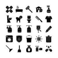 Cleaning icon set vector solid for website mobile app presentation social media Suitable for user interface and user experience