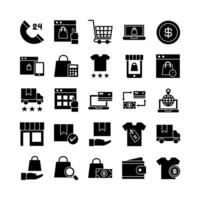 Ecommerce icon set vector solid for website mobile app presentation social media Suitable for user interface and user experience