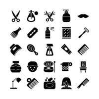 Barber icon set vector solid for website mobile app presentation social media Suitable for user interface and user experience