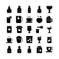 Beverage icon set vector solid for website mobile app presentation social media Suitable for user interface and user experience