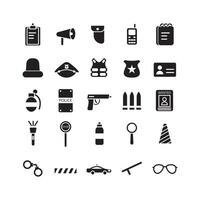 Police icon set vector solid for website mobile app presentation social media Suitable for user interface and user experience