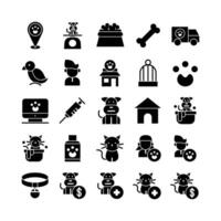 Pet icon set vector solid for website mobile app presentation social media Suitable for user interface and user experience