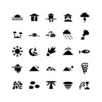 Disaster icon set vector solid for website mobile app presentation social media Suitable for user interface and user experience