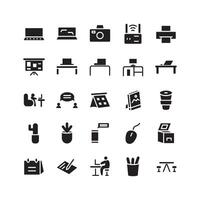 Working Space icon set vector solid for website mobile app presentation social media Suitable for user interface and user experience