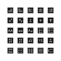 Text Editor icon set vector solid for website mobile app presentation social media Suitable for user interface and user experience