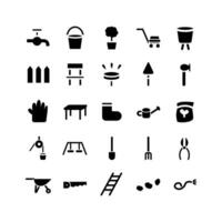 Garden icon set vector solid for website mobile app presentation social media Suitable for user interface and user experience