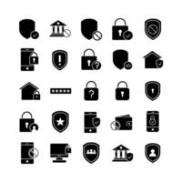 Security icon set vector solid for website mobile app presentation social media Suitable for user interface and user experience