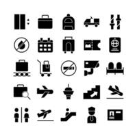 Airport icon set vector solid for website mobile app presentation social media Suitable for user interface and user experience