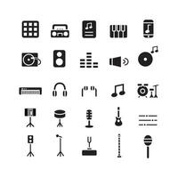 Music icon set vector solid for website mobile app presentation social media Suitable for user interface and user experience